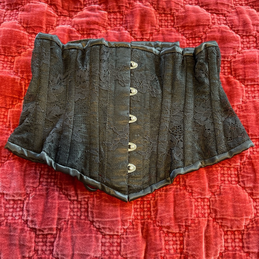 Black and Red Lace Corset by Orchard Corset